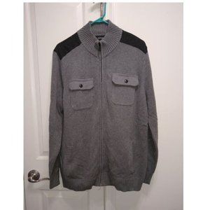 APT.9 Men's Grey 4-Pocket Jersey Knit Shoulder Potty Sweater Jacket L
